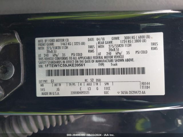 1FTEW1C59JKE39561 Ford F-150 Xl
