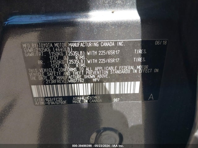 Toyota Rav4 Xle 2018 2T3RFREV2JW807762 Image 9