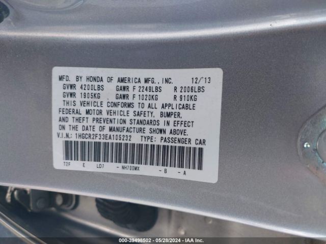 1HGCR2F33EA105232 Honda ACCORD LX