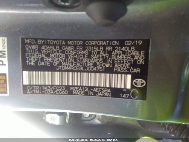 Toyota Corolla Se  6mt 2020 JTDM4RCE8LJ004751 Image 9