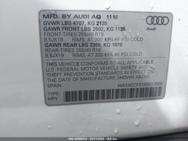 WA1HCCFS1HR010509 Audi Q3 2.0t Premium