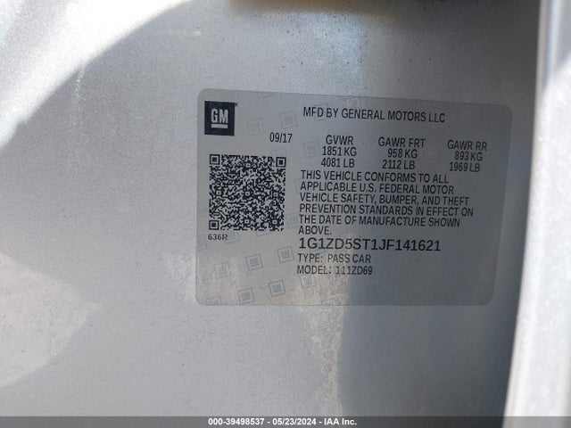 Chevrolet MALIBU LT 2018 1G1ZD5ST1JF141621 Image 9