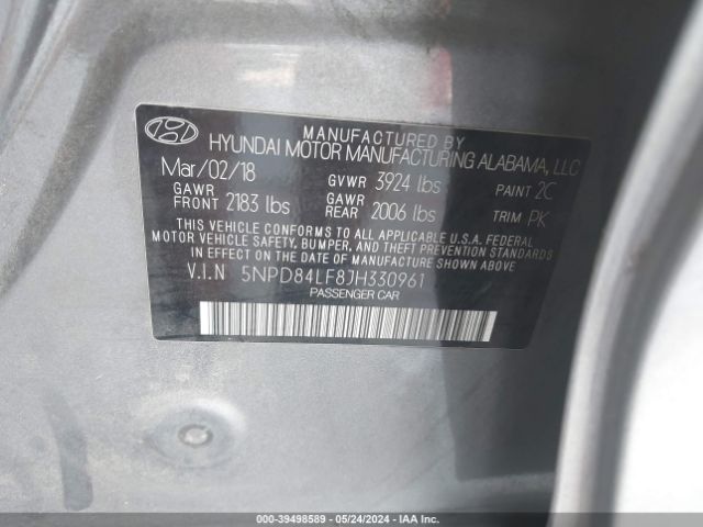 5NPD84LF8JH330961 Hyundai ELANTRA SEL