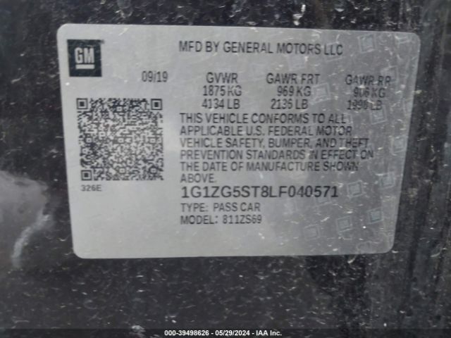 1G1ZG5ST8LF040571 Chevrolet Malibu Fwd Rs