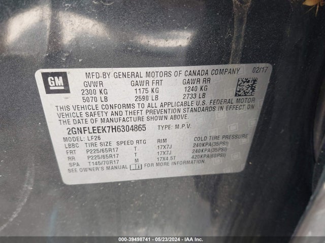 Chevrolet EQUINOX LS 2017 2GNFLEEK7H6304865 Image 9