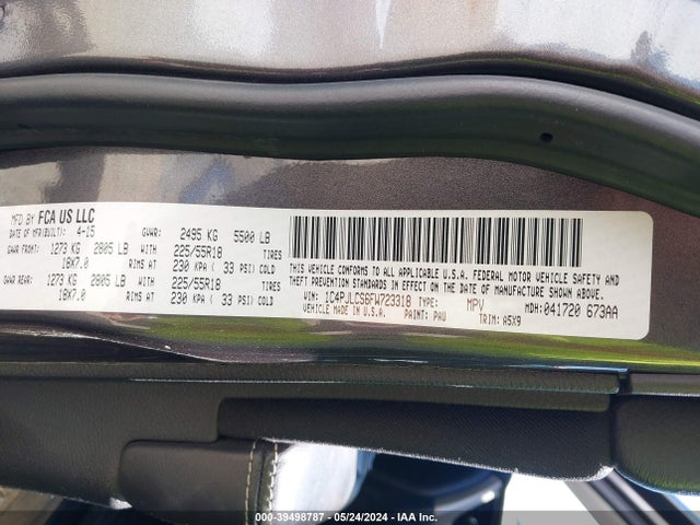 1C4PJLCS6FW723318 Jeep Cherokee Latitude Altitude