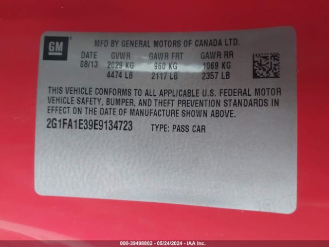2G1FA1E39E9134723 Chevrolet Camaro 2ls
