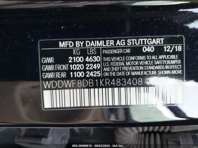 WDDWF8DB1KR483408 Mercedes-Benz C 300