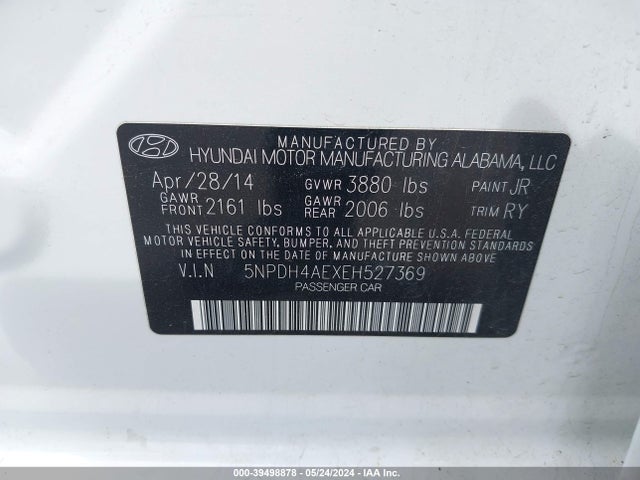 Hyundai Elantra Limited 2014 5NPDH4AEXEH527369 Image 9