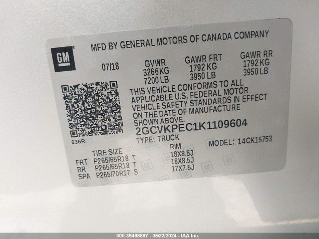 Chevrolet Silverado 1500 Ld Lt 2019 2GCVKPEC1K1109604 Image 9