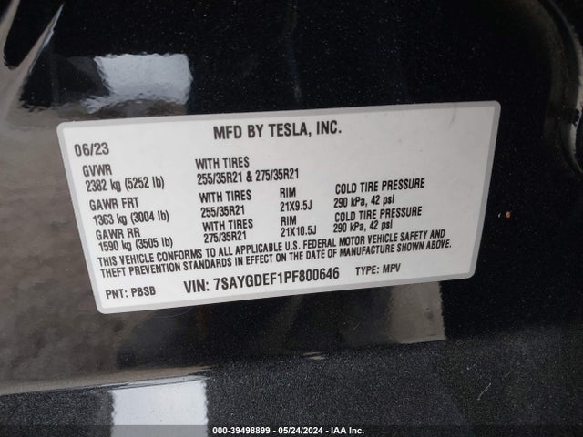 7SAYGDEF1PF800646 Tesla Model Y Awd/performance Dual Motor All-wheel Drive
