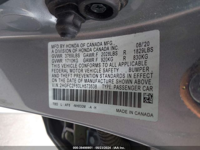 2HGFC2F60LH573538 Honda Civic Lx