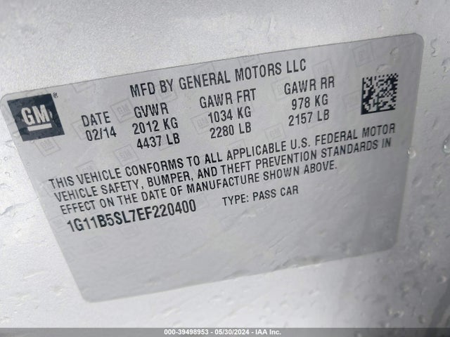 Chevrolet Malibu 1ls 2014 1G11B5SL7EF220400 Image 9