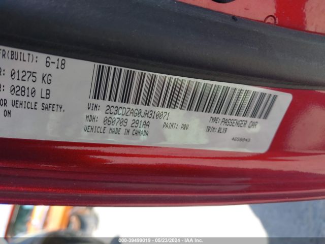 2C3CDZAG0JH310071 Dodge Challenger Sxt Plus