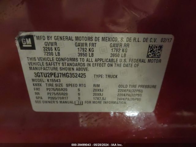 3GTU2PEJ7HG352425 GMC Sierra 1500 Denali