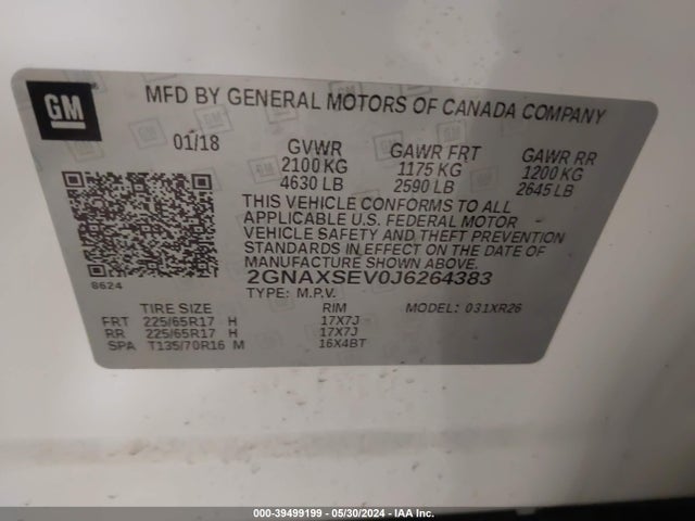 Chevrolet EQUINOX LT 2018 2GNAXSEV0J6264383 Image 9