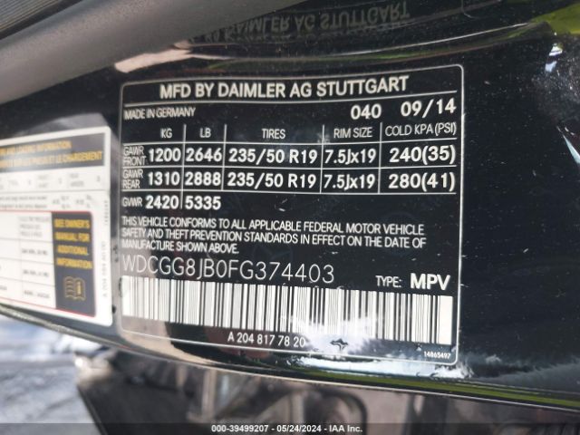 WDCGG8JB0FG374403 Mercedes-Benz Glk 350 4matic