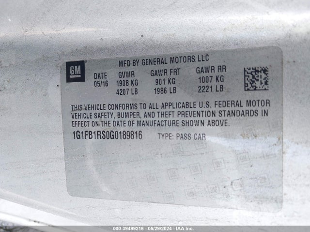 Chevrolet Camaro 1lt 2016 1G1FB1RS0G0189816 Image 9