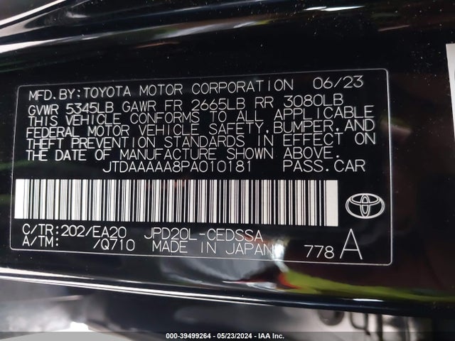 Toyota Mirai Xle 2023 JTDAAAAA8PA010181 Image 9