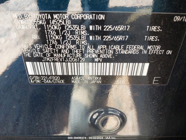 Toyota RAV4 LE 2018 JTMZFREV1JJ206129 Image 9