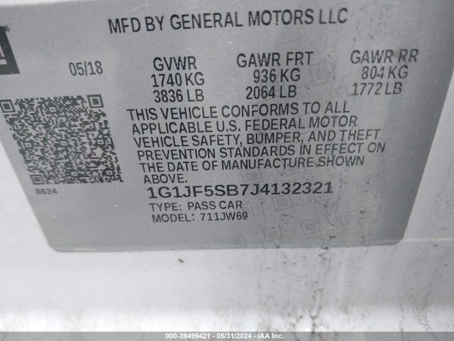 Chevrolet Sonic Premier Auto 2018 1G1JF5SB7J4132321 Image 9