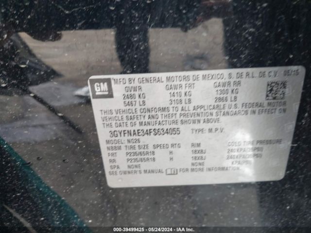 3GYFNAE34FS634055 Cadillac Srx Standard