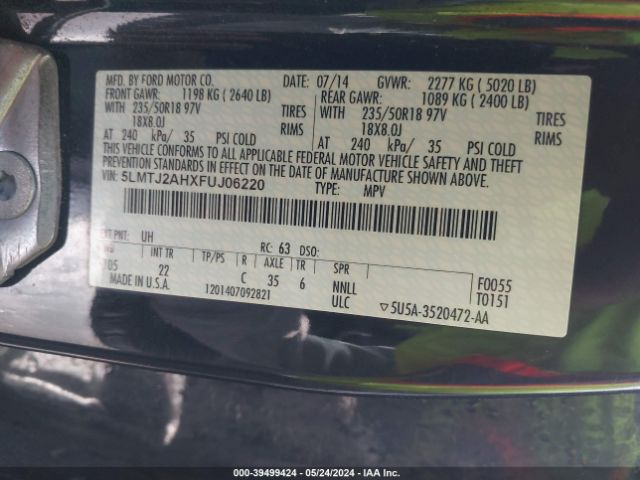 5LMTJ2AHXFUJ06220 Lincoln MKC