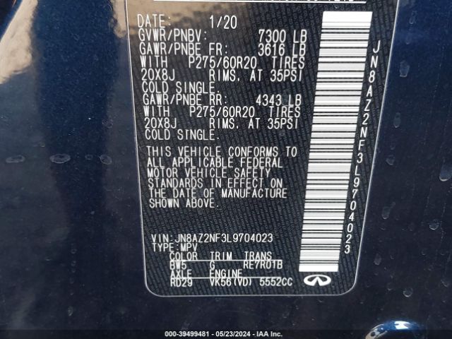JN8AZ2NF3L9704023 Infiniti QX80 LUXE