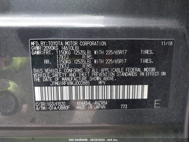 Toyota RAV4 LE 2019 JTMG1RFV8KJ002885 Image 9