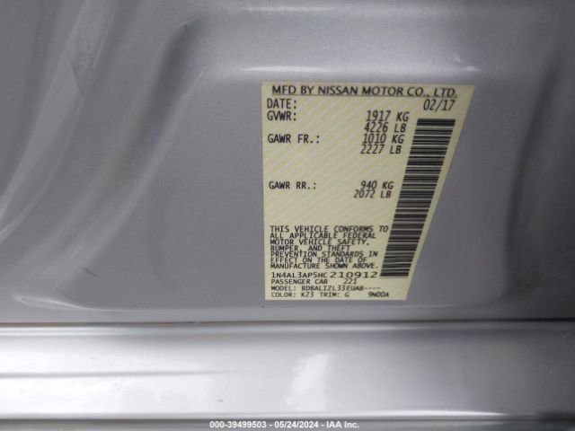 1N4AL3AP5HC210912 Nissan Altima 2.5 Sv