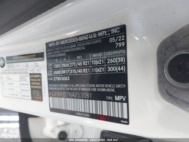 4JGFB4JB7NA753081 Mercedes-Benz GLE 350