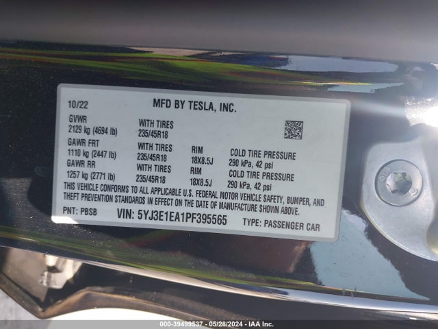 2023 TESLA MODEL 3 5YJ3E1EA1PF395565 Photo 8