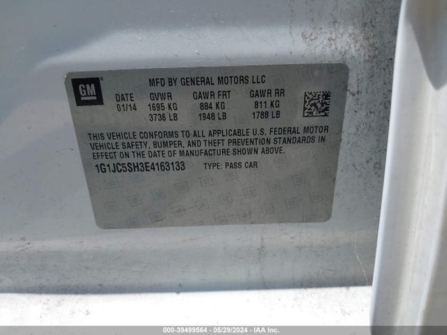 Chevrolet Sonic Lt Auto 2014 1G1JC5SH3E4163133 Image 9