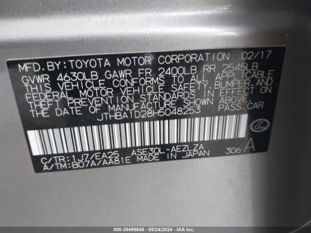 JTHBA1D28H5048253 Lexus IS 200T