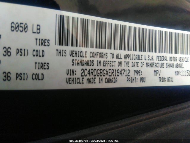 Dodge Grand Caravan Se 2014 2C4RDGBGXER194712 Image 9