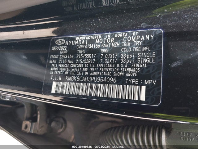 KM8K6CAB3PU964096 Hyundai mpi nu pe