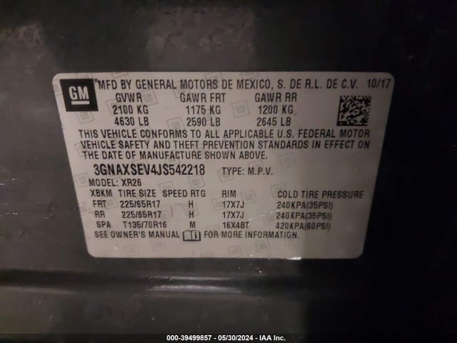 Chevrolet EQUINOX LT 2018 3GNAXSEV4JS542218 Image 9