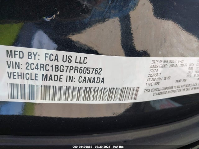 2C4RC1BG7PR605762 Chrysler Pacifica Touring L