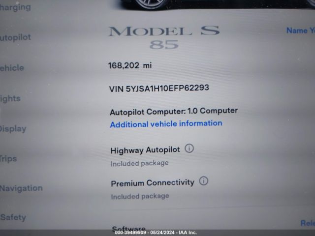 5YJSA1H10EFP62293 Tesla Model S P85