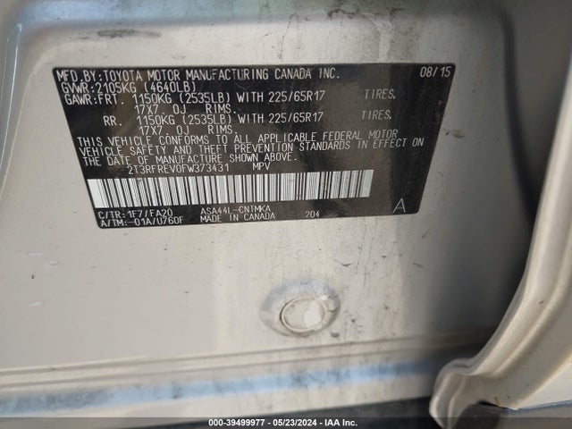Toyota Rav4 Xle 2015 2T3RFREV0FW373431 Image 9