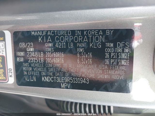 KNDCT3LE9R5131943 KIA NIRO SX