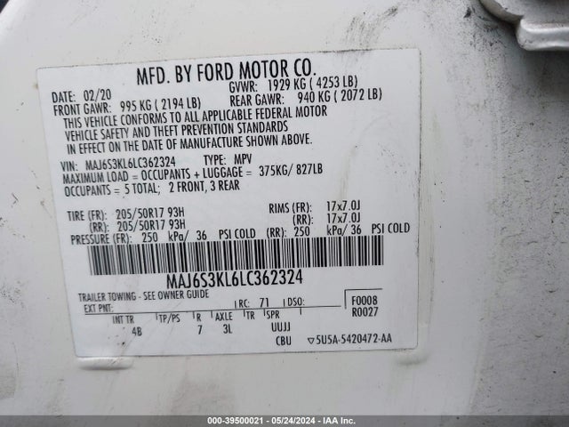Ford Ecosport Titanium 2020 MAJ6S3KL6LC362324 Image 9