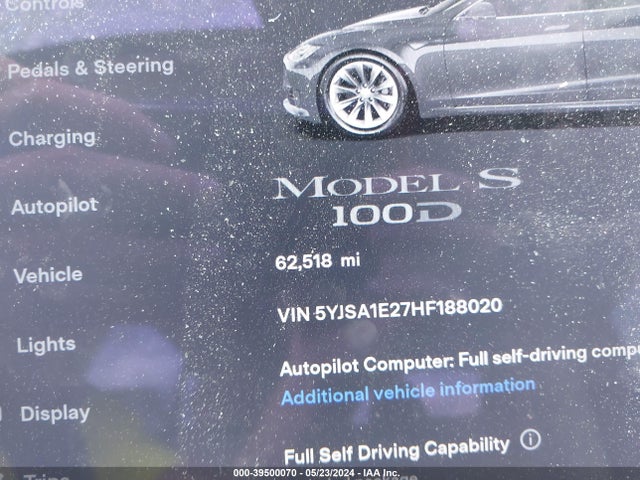 Tesla Model S 100d/60d/75d/90d/p100d 2017 5YJSA1E27HF188020 Image 7