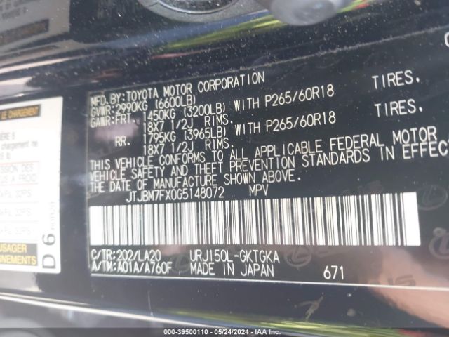 JTJBM7FX0G5148072 Lexus 460