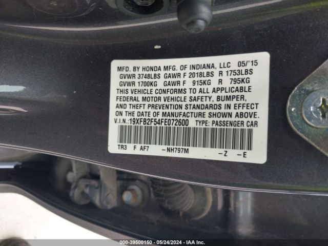 19XFB2F54FE072600 Honda Civic Lx
