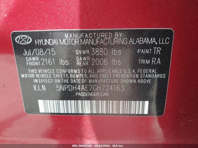 Hyundai ELANTRA SE 2016 5NPDH4AE7GH724163 Image 9