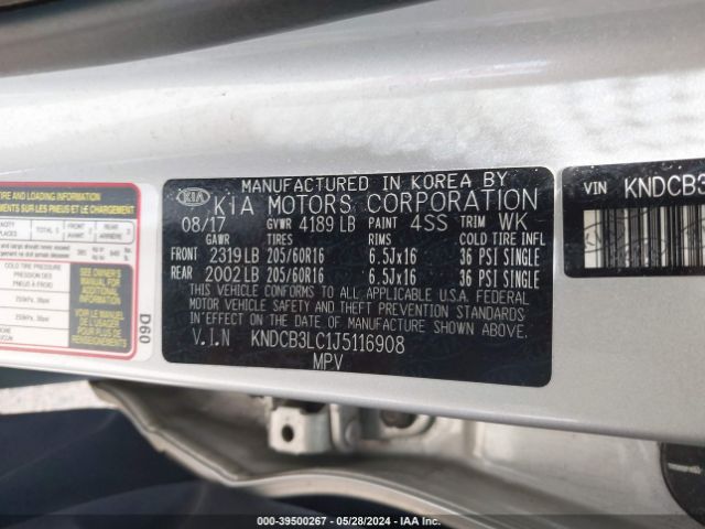 KNDCB3LC1J5116908 KIA NIRO LX