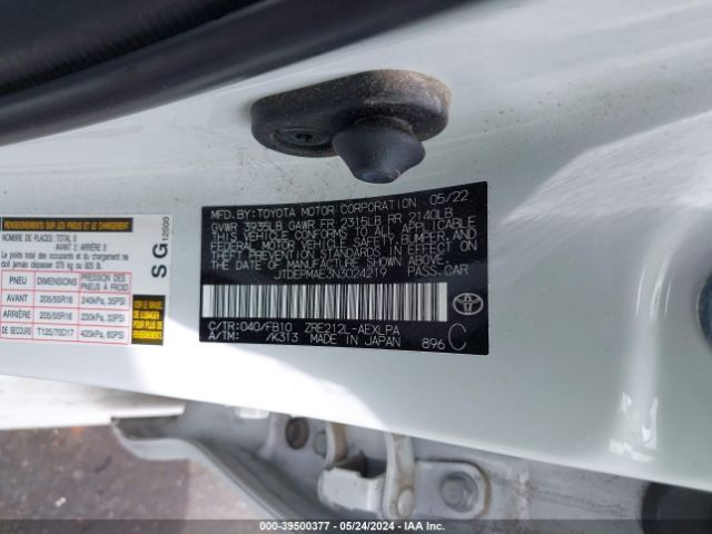 JTDEPMAE3N3024219 Toyota COROLLA LE