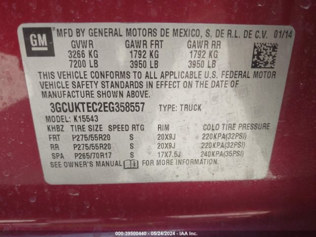 3GCUKTEC2EG358557 Chevrolet Silverado 1500 High Country