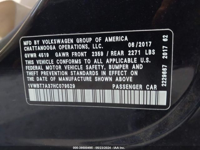 1VWBT7A37HC079529 Volkswagen Passat 1.8t Se